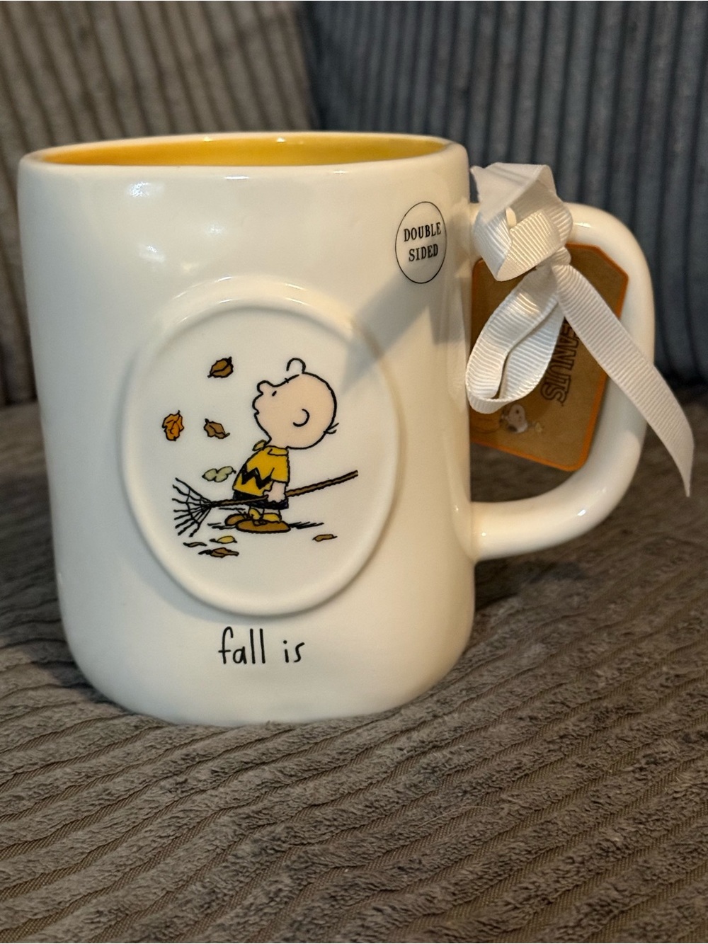 Rae Dunn x Peanuts ‘Fall Is In The Air’ Double-sided Mug w/ Yellow Int NWT